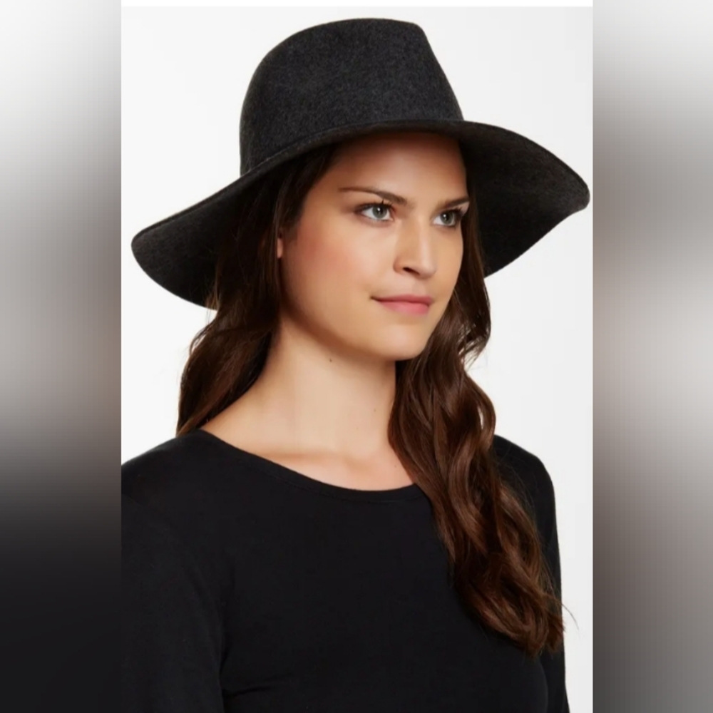 NEW  PHENIX 100% Wool Charcoal Gray Wide Brim Fedora Hat NWOT - Picture 2 of 7